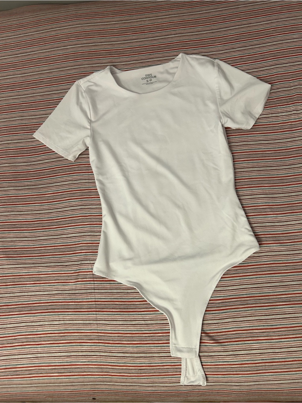 Women's White Short-Sleeve Stretch Bodysuit